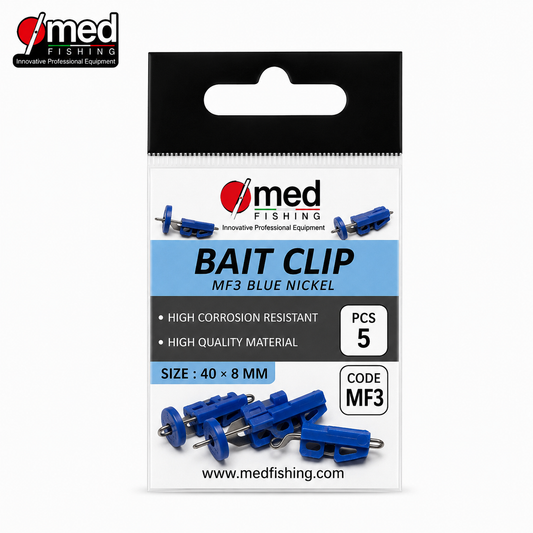 BAIT CLIP MED FISHING MF3 BLUE NICKEL 40×8MM 5ΤΜΧ