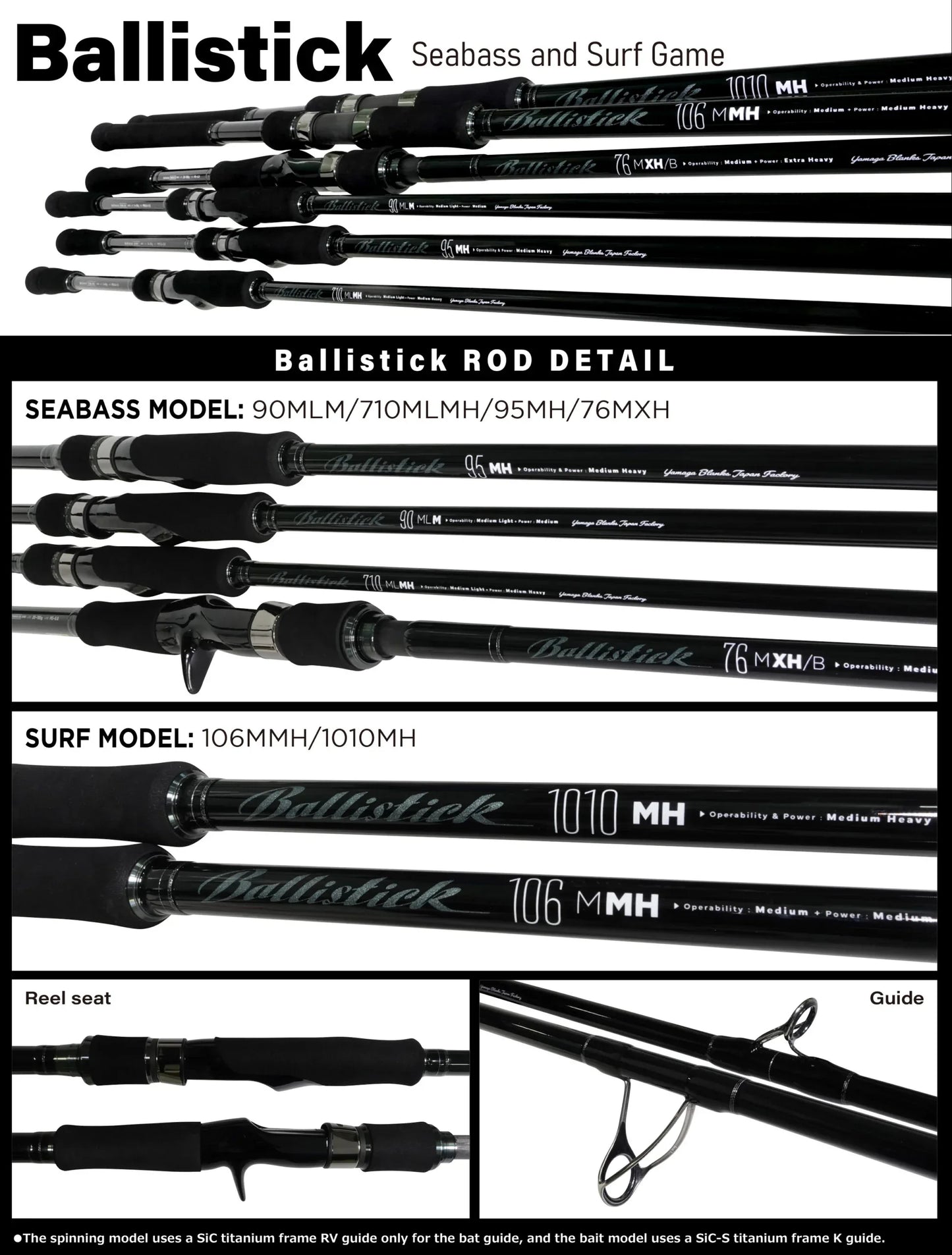 YAMAGA BLANKS BALLISTICK 106MMH BETA 7-50G PE0.8-2 L3.20M - Darivianakis fishing Store
