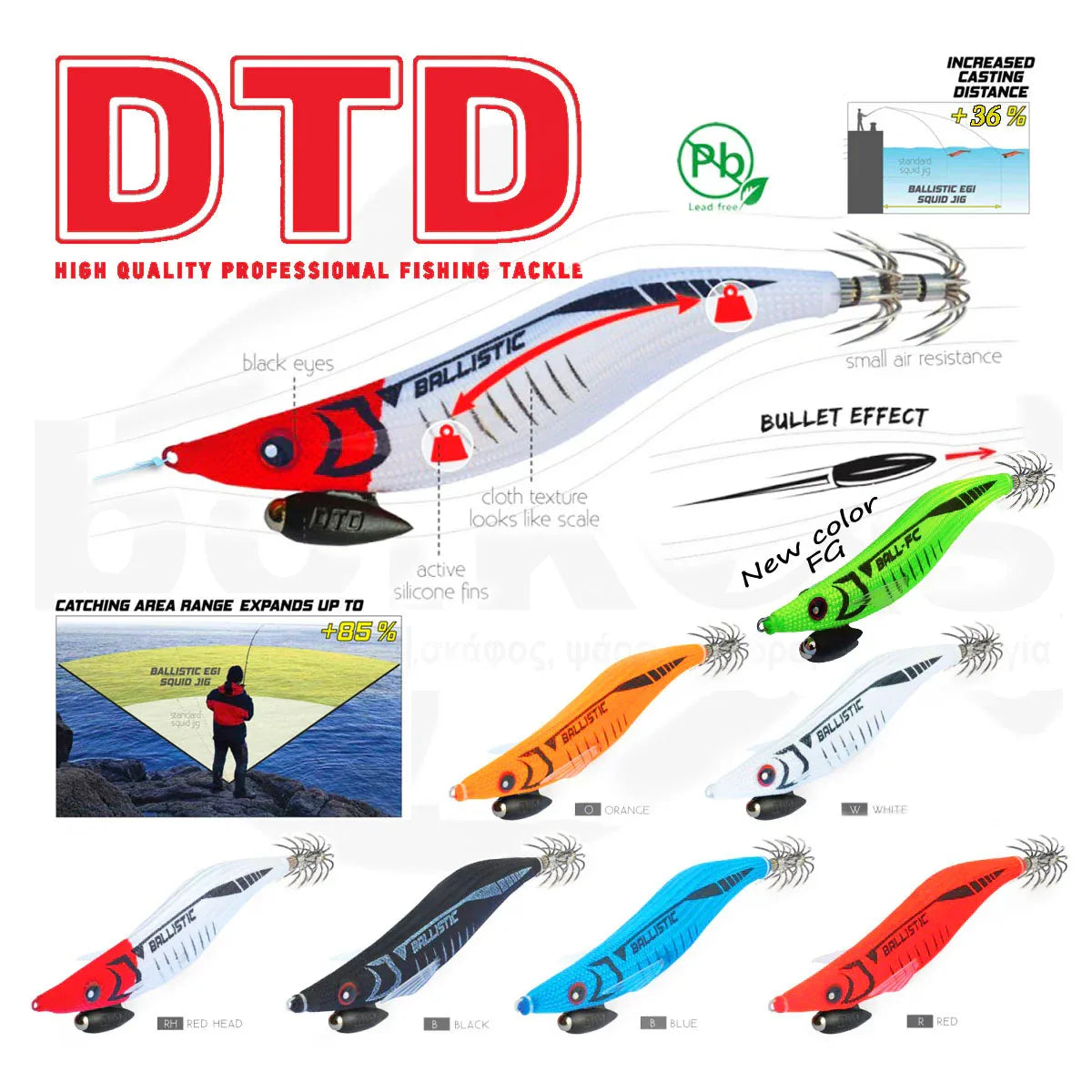 ΚΑΛΑΜΑΡΙΕΡΕΣ DTD BALLISTIC X FULL COLOR EGI - Darivianakis fishing Store