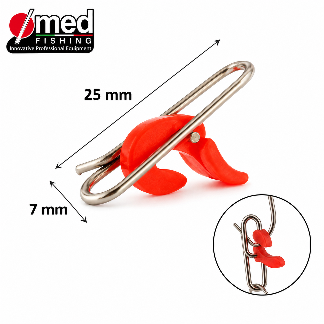 BAIT CLIP MED FISHING MF1 RED NICKEL 25×7MM 10ΤΜΧ