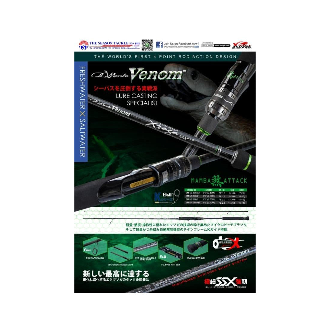 ΚΑΛΑΜΙ XZOGA BLACK MAMBA VENOM  80ML2 7-21G L2.45M